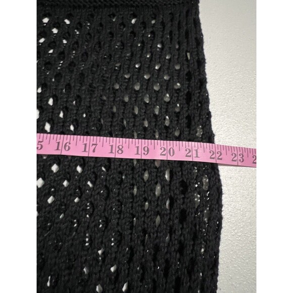 Aggel Knitwear Women’s XL Black Open Knit Dress Crochet Fringed Swim Cover NWOT - Picture 14 of 15